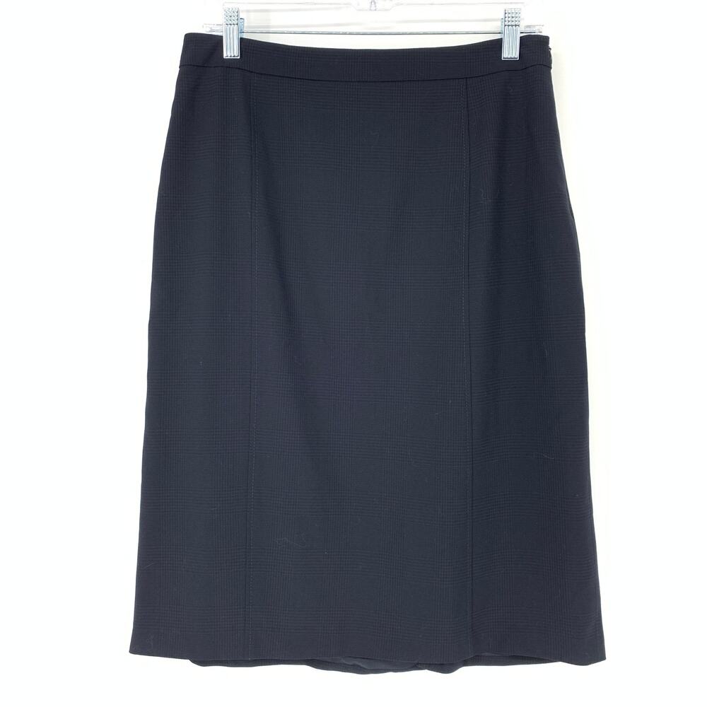 Piazza Sempione Sz 46 US 10 Women's Lindsey Wool Pull-On Skirt Flat Front Navy